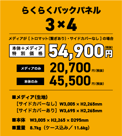 らくらくバックパネル　3×4タイプ