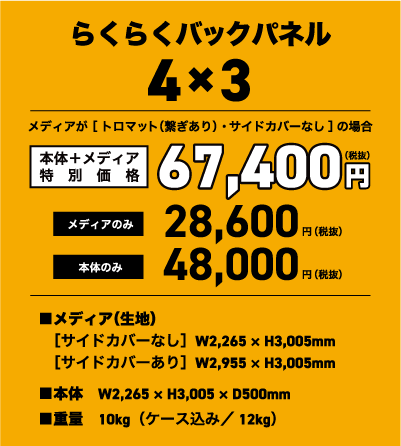 らくらくバックパネル　4×3タイプ