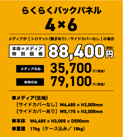 らくらくバックパネル 4×6タイプ